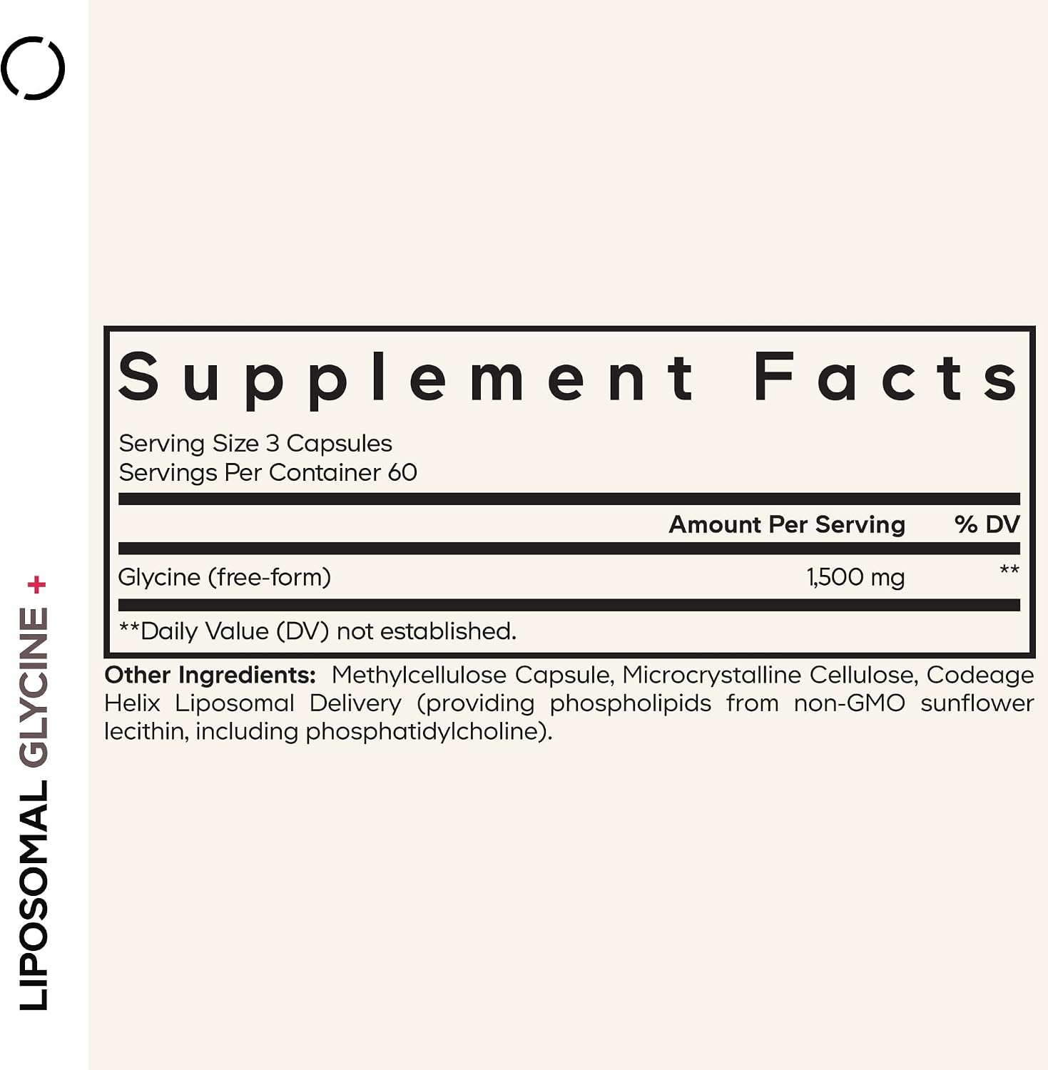 Codeage Liposomal Glycine+ – 1500 mg de Glicina Libre, Suplemento Aminoácido, 180 Cápsulas (2 Meses)