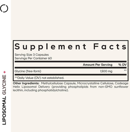 Codeage Liposomal Glycine+ – 1500 mg de Glicina Libre, Suplemento Aminoácido, 180 Cápsulas (2 Meses) – Image 2