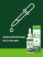 Vitamina B12 Sublingual 10.000 mcg, Líquido de Acción Rápida, Sabor Natural a Bayas, 59 ml (2 fl oz)
