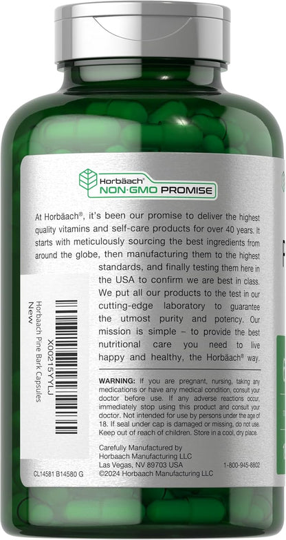 Horbäach Extracto de Corteza de Pino | 180 Cápsulas | Estandarizado al 75% de Proantocianidinas | Alta Potencia – Image 3