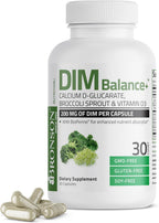 Bronson DIM Balance+ con Calcio D-Glucarato, Extracto de Brotes de Brócoli y Vitamina D3, 200 mg de DIM por Cápsula, 60 Cápsulas Vegetales