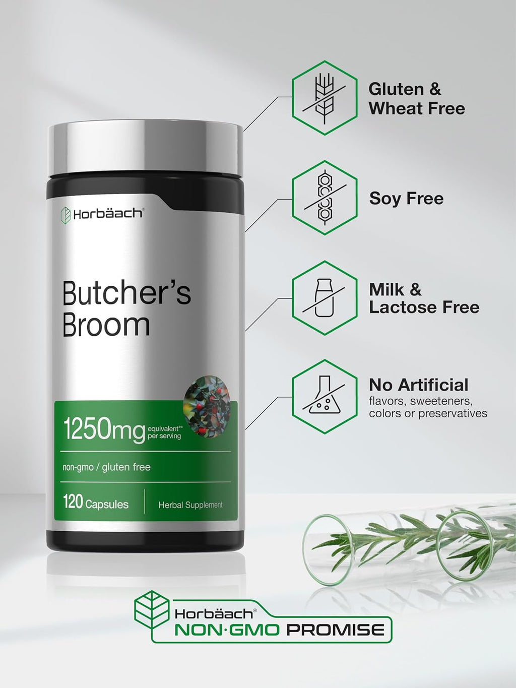 Horbaach Butchers Broom Cápsulas | 120 Cápsulas | Extracto de Raíz Tradicional