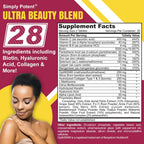 Simply Potent Vitaminas para Piel, Cabello y Uñas - 28 Ingredientes, Biotina 5000mcg, Queratina, MSM, Colágeno, Ácido Hialurónico - 60 Comprimidos