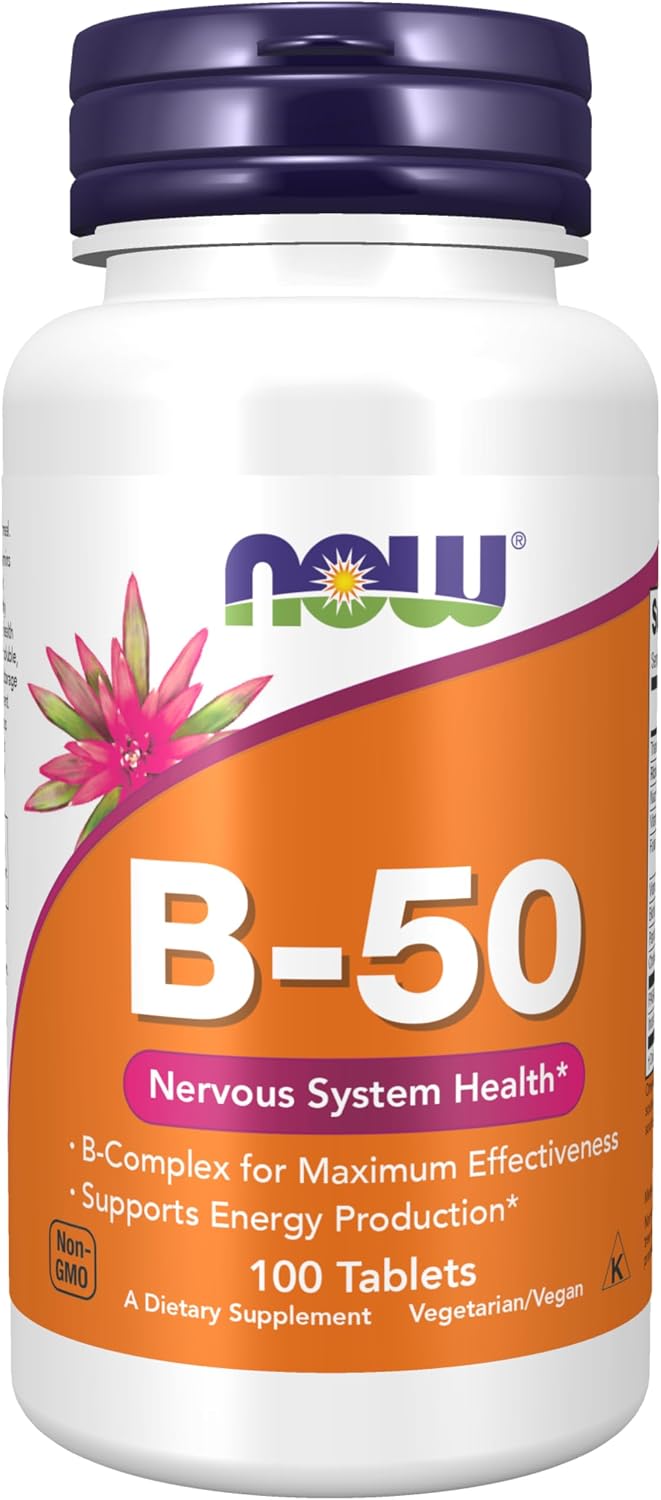 Complejo B-50 de NOW Foods, 100 comprimidos