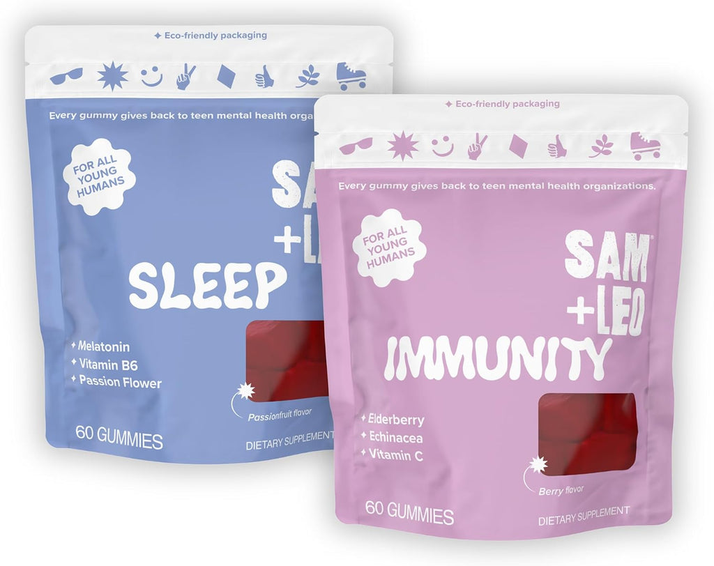SAM+LEO Gominolas de defensas para niños y adolescentes – Saúco, equinácea, zinc y vitamina C – Sabor a bayas (60 unidades)