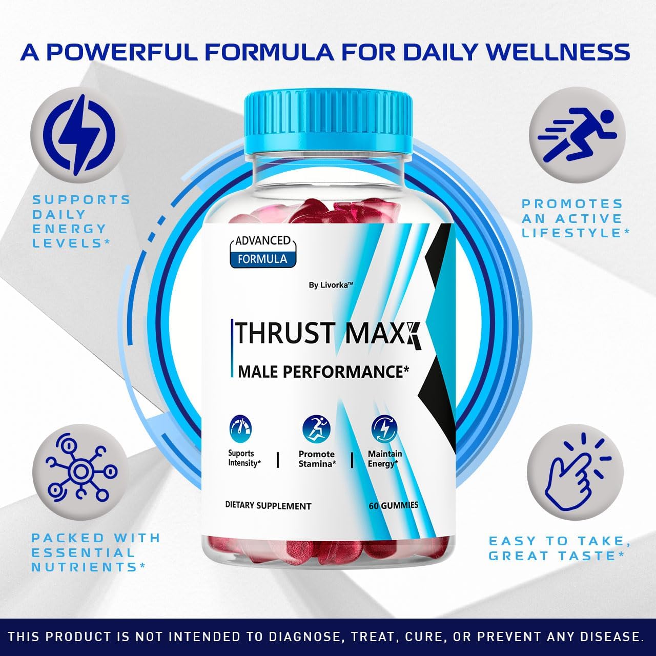 Thrust Maxx Gummies - Suplemento para Hombres, 120 Gominolas (Pack de 2)