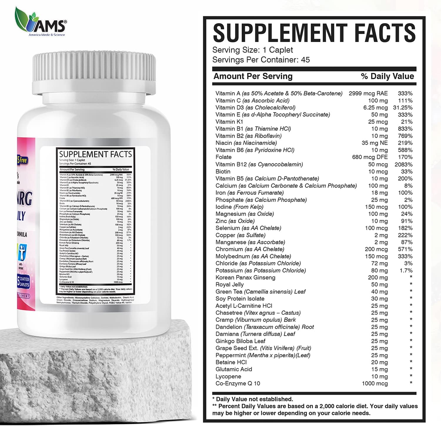 America Medic & Science Multivitaminas para Mujeres Multi-NRG - 45 Comprimidos Recubiertos