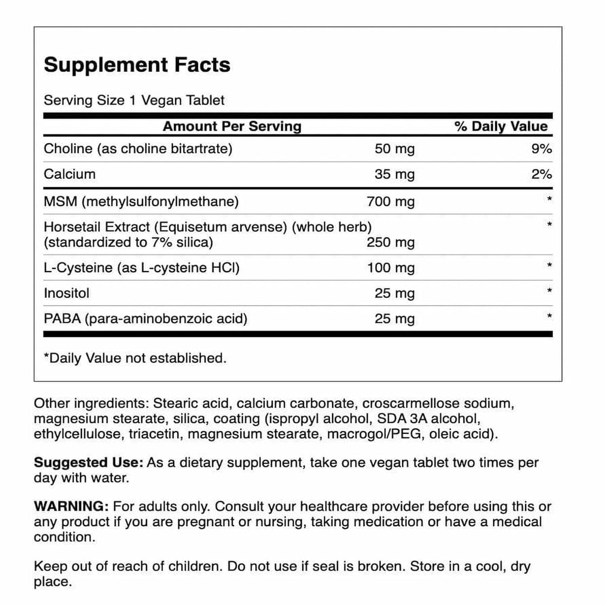 Swanson Hair, Skin & Nails – Suplemento de – Extracto de cola de caballo: Aporta sílice de origen natural, que – Image 2