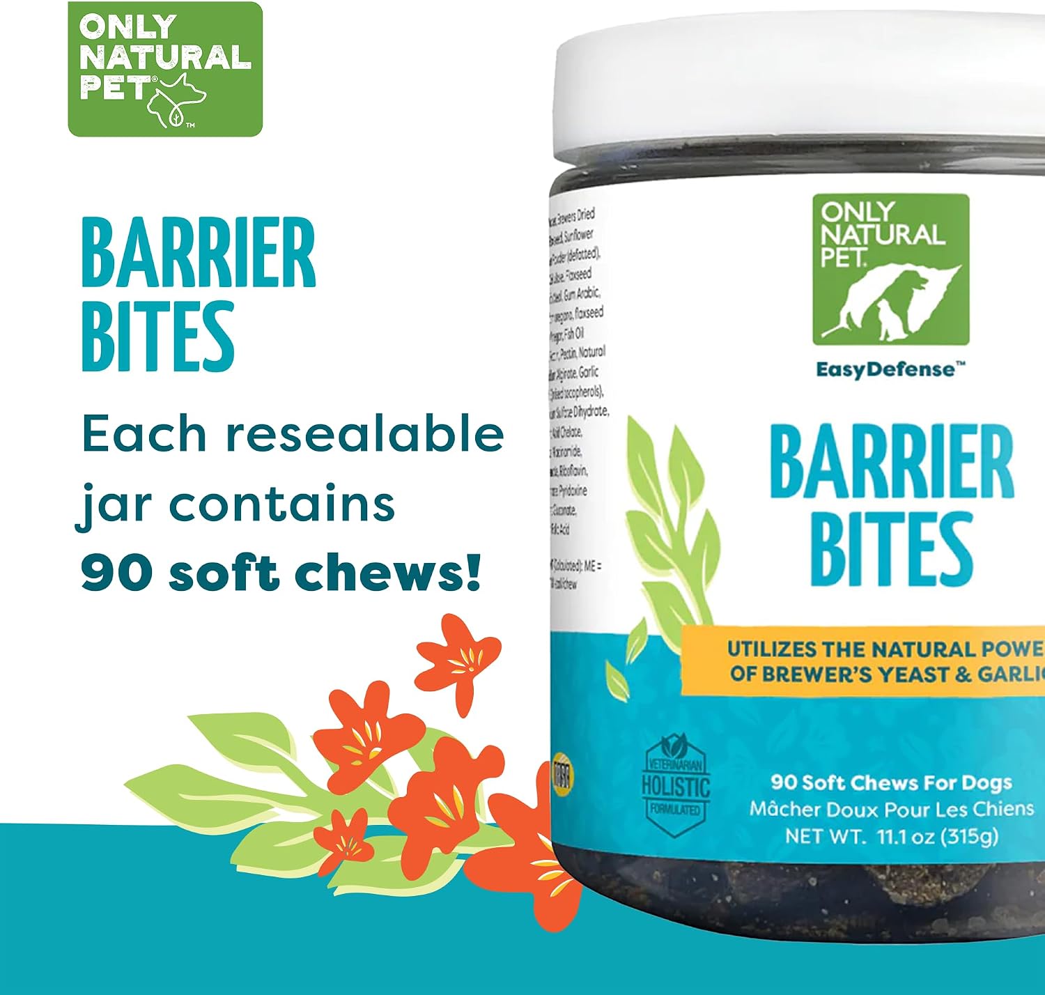 Only Natural Pet EasyDefense Barrier Bites Mordiscos Blandos para Perros - 90 unidades