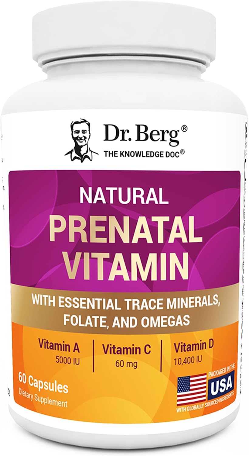 Dr. Berg Vitaminas Prenatales Naturales para Mujeres - con Folato, Vitaminas, Minerales, Omega y 11 Superalimentos - 60 Cápsulas