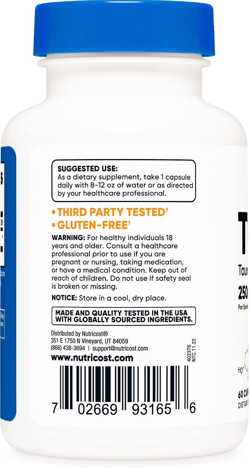 Nutricost TUDCA 250mg, 60 Cápsulas (3 Botellas)