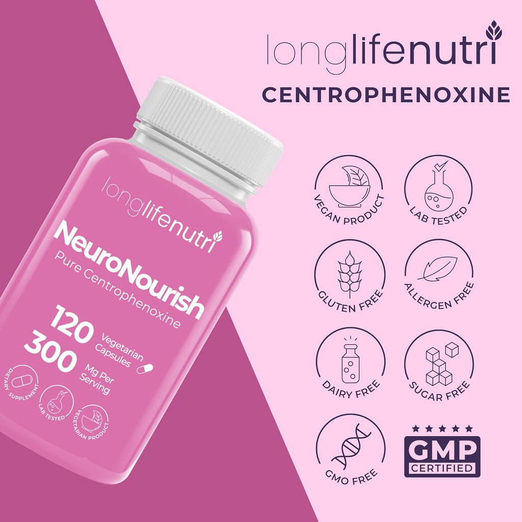 NeuroNourish Centrophenoxine 300 mg - 120 Cápsulas Vegetales - LongLifeNutri