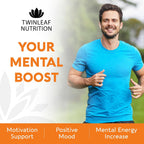 TWINLEAF NUTRITION Suplemento de Apoyo Cerebral, 1000 mg - con DMAE, Vitamina B12 y L-Tirosina - 60 Cápsulas