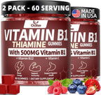 OALSE Gominolas de Tiamina Vitamina B1 - 500mg, Veganas, Sin Azúcar, Sabor a Bayas Mixtas, 60 Unidades