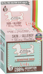 Licks Littles Skin & Allergy - Apoyo para la piel, el pelaje y las alergias estacionales en perros pequeños - Omega 3, Cúrcuma, Inositol y Vitamina C - Sobres de gel sin pastillas - Sabor a pescado - 30 sobres