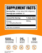 BulkSupplements Chrysin en Polvo - 5,7-Dihidroxiflavona, 500 mg por ración, 25 g
