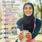 SHIFAA NUTRITION Multivitamínico Halal para Mujeres, Hombres y Adultos | 30 Cápsulas Líquidas con Hierro, Vitaminas A, B6, B12, Biotina, Niacina, C, D3, E, Zinc, Calcio, Ácido Fólico, CoQ10