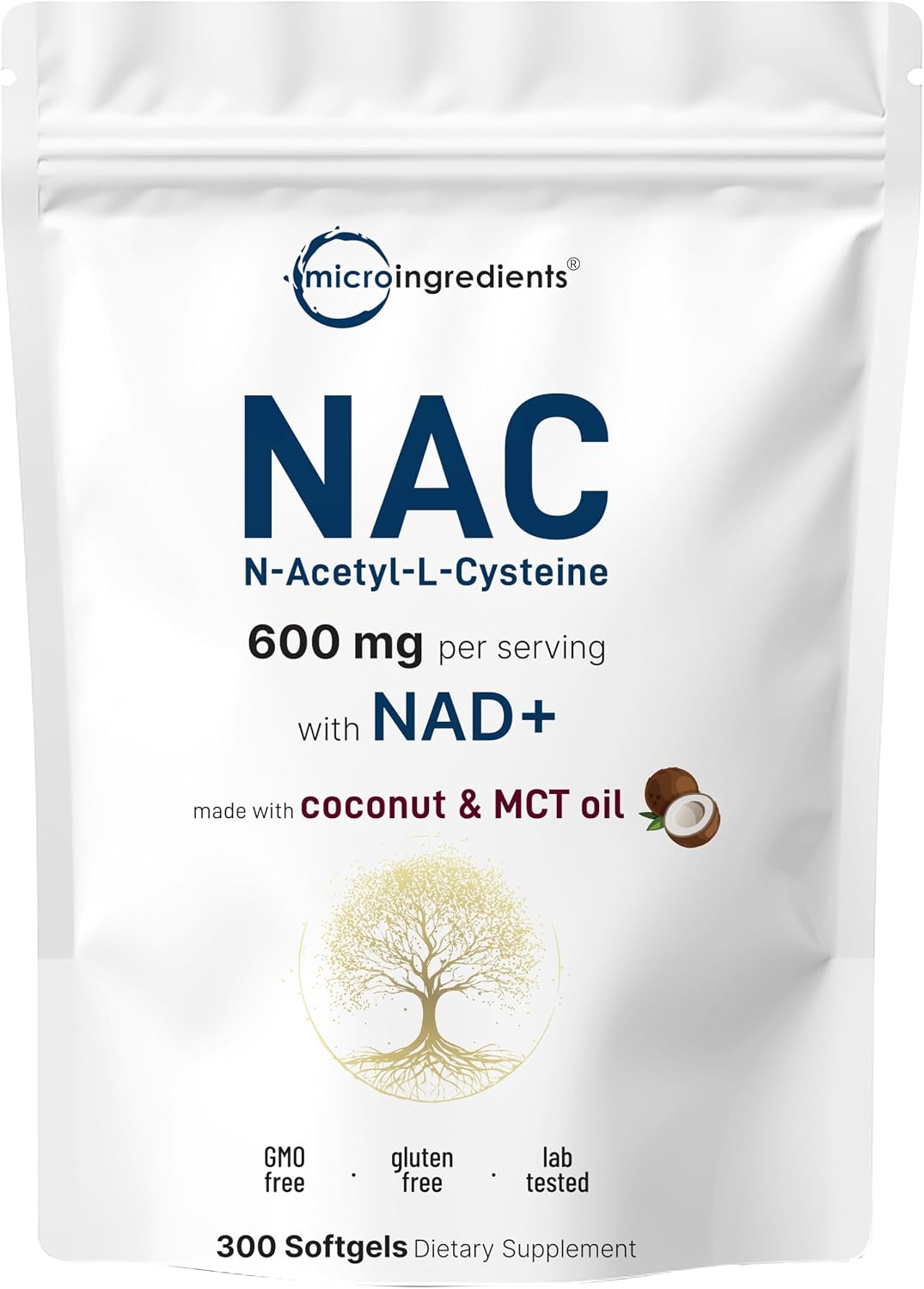 NAC 600mg con NAD+, 300 Cápsulas Blandas
