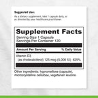 DAVINCI Labs Vitamin D3 5000 IU - Supplement for Bones, Teeth, Cardiovascular Function & Immunity - 120 Capsules