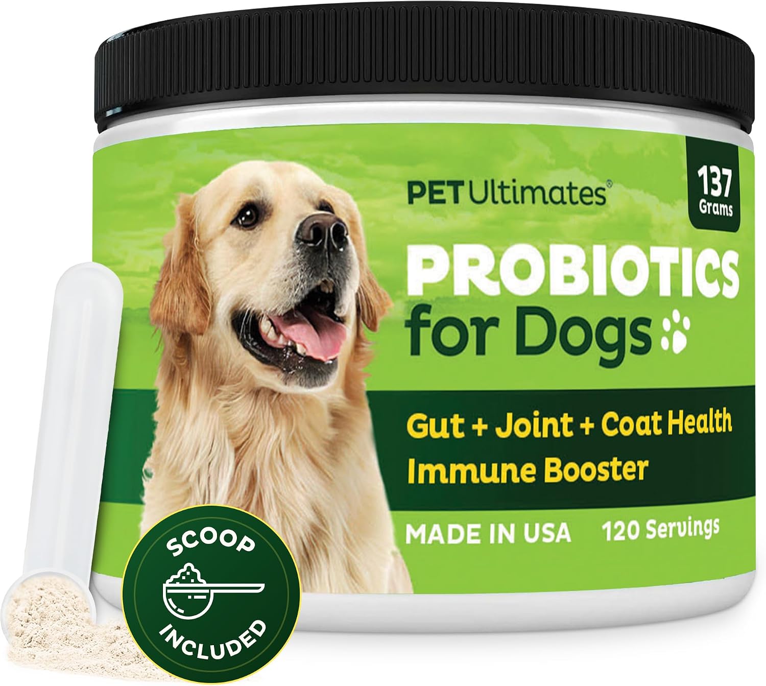 Pet Ultimates Probióticos para Perros - Polvo 137g (120 dosis)