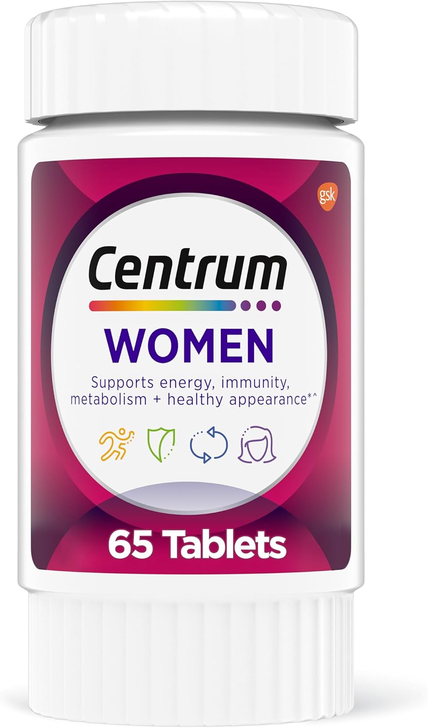 Centrum Multivitamínico para Mujeres con Hierro, Vitamina D3, Vitaminas B, C y E - 65 Comprimidos