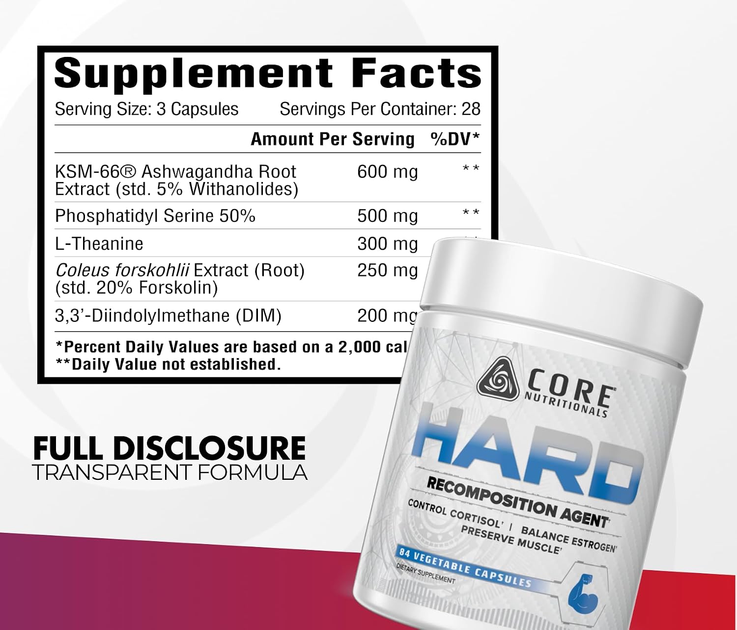 Core Nutritionals Hard – Recomposition and Hardening Agent • 84 Capsules