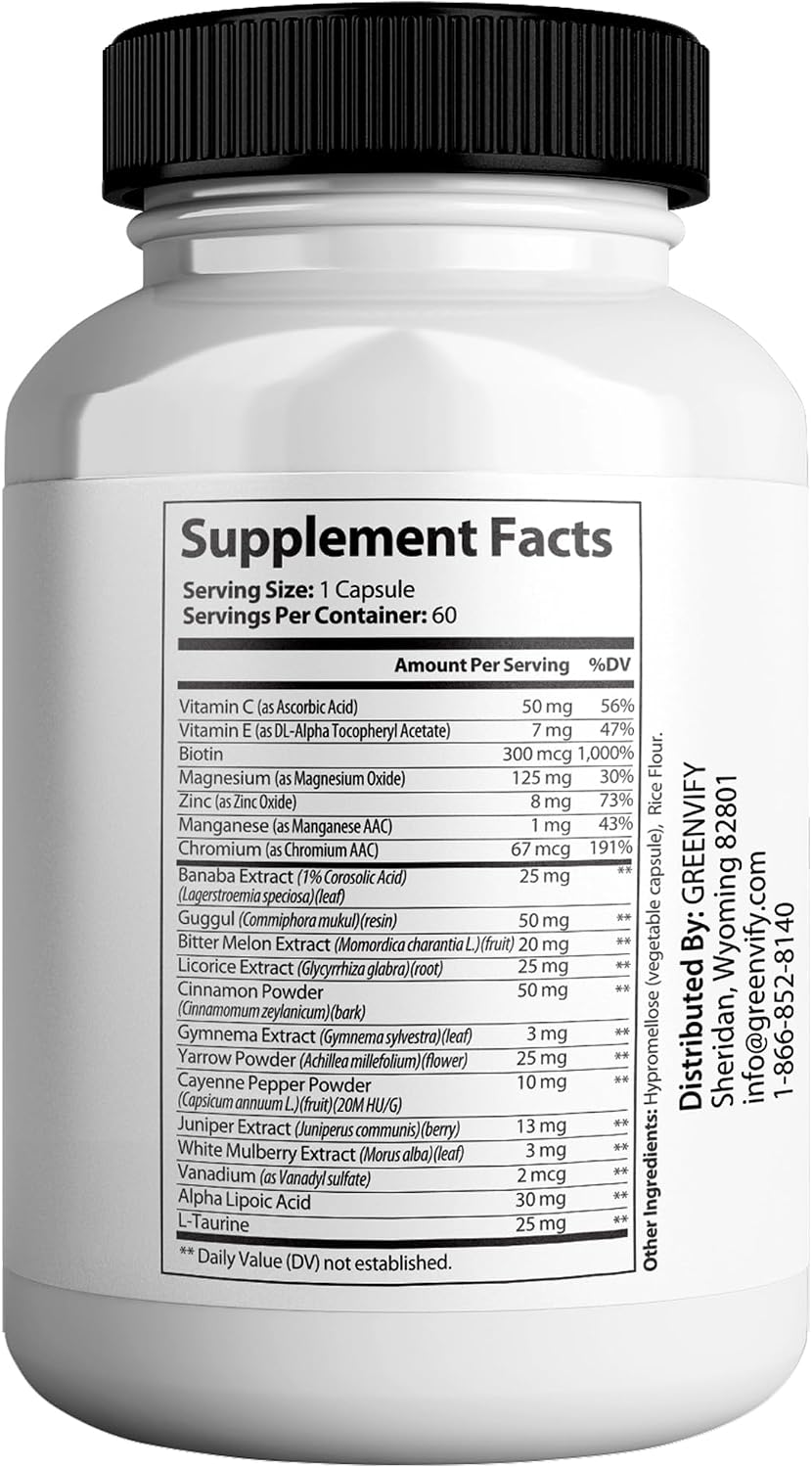 Gluco Guardian Max Advanced Wellness Support – Cápsulas con vitaminas, minerales y extractos herbales – 60 cápsulas