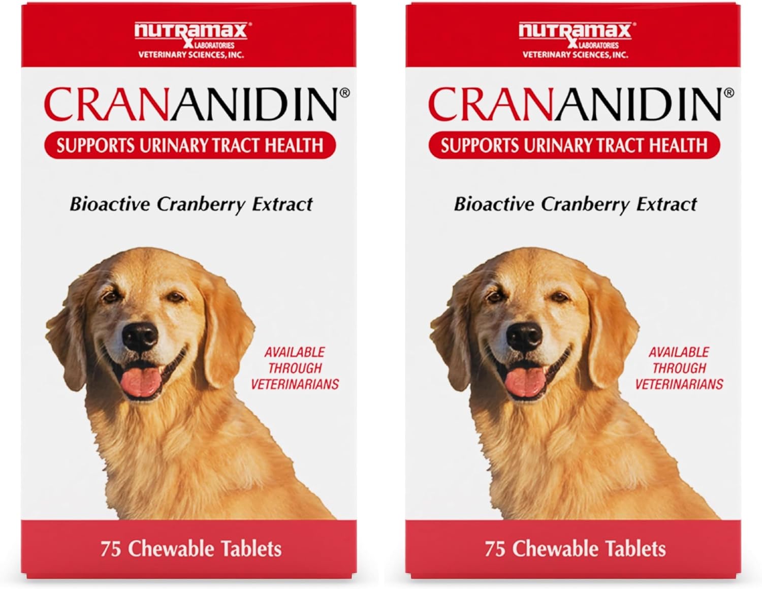 Nutramax Crananidin for Dogs - Cranberry Supplement for Urinary Health - Chewable Tablets, 75 Count