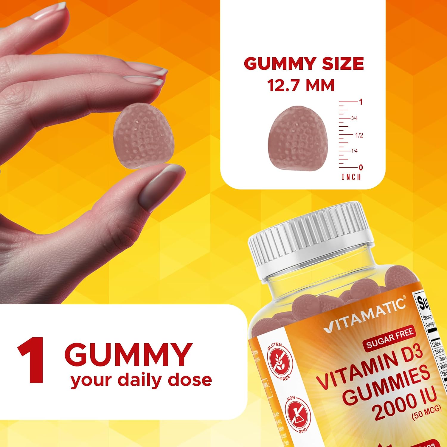 Vitamatic Vitamina D3 2000 IU Gominolas Sin Azúcar - 120 Unidades