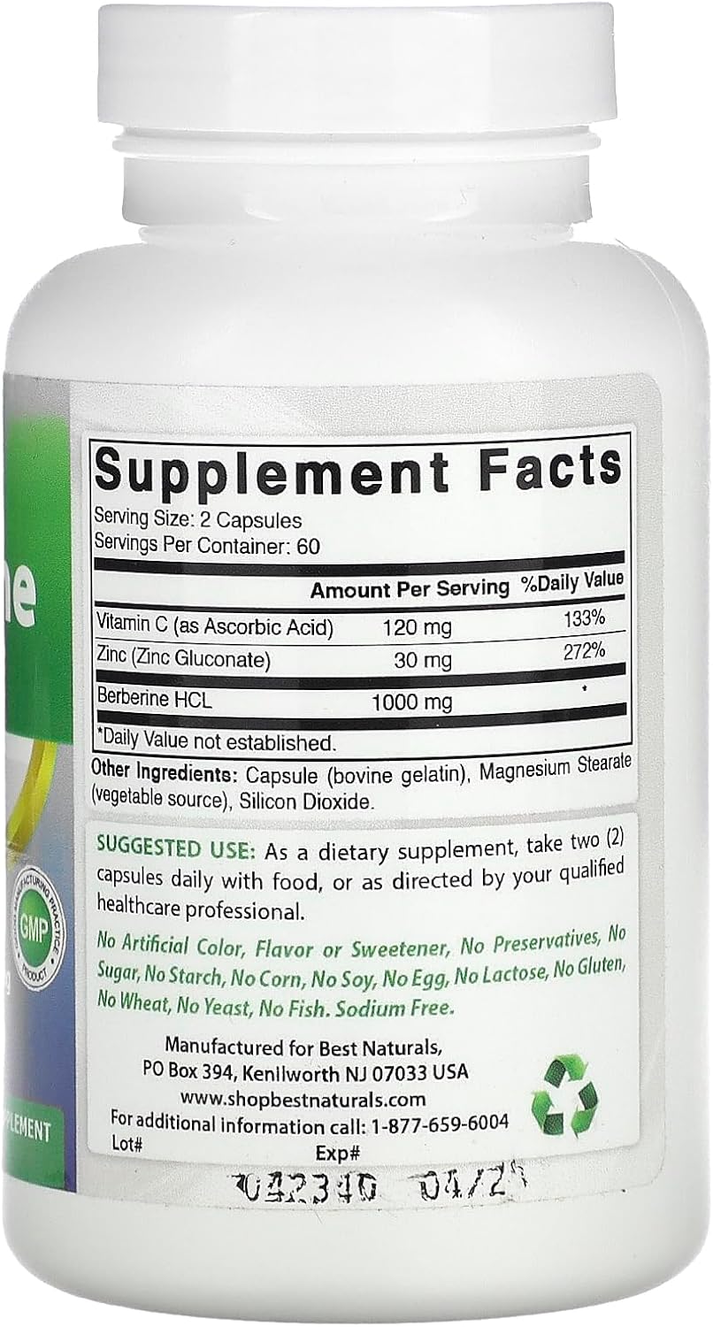 Best Naturals Berberine Plus 1000mg por dosis – 120 Cápsulas