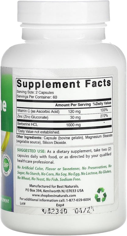 Best Naturals Berberine Plus 1000mg por – 120 cápsulas por envase – Image 2