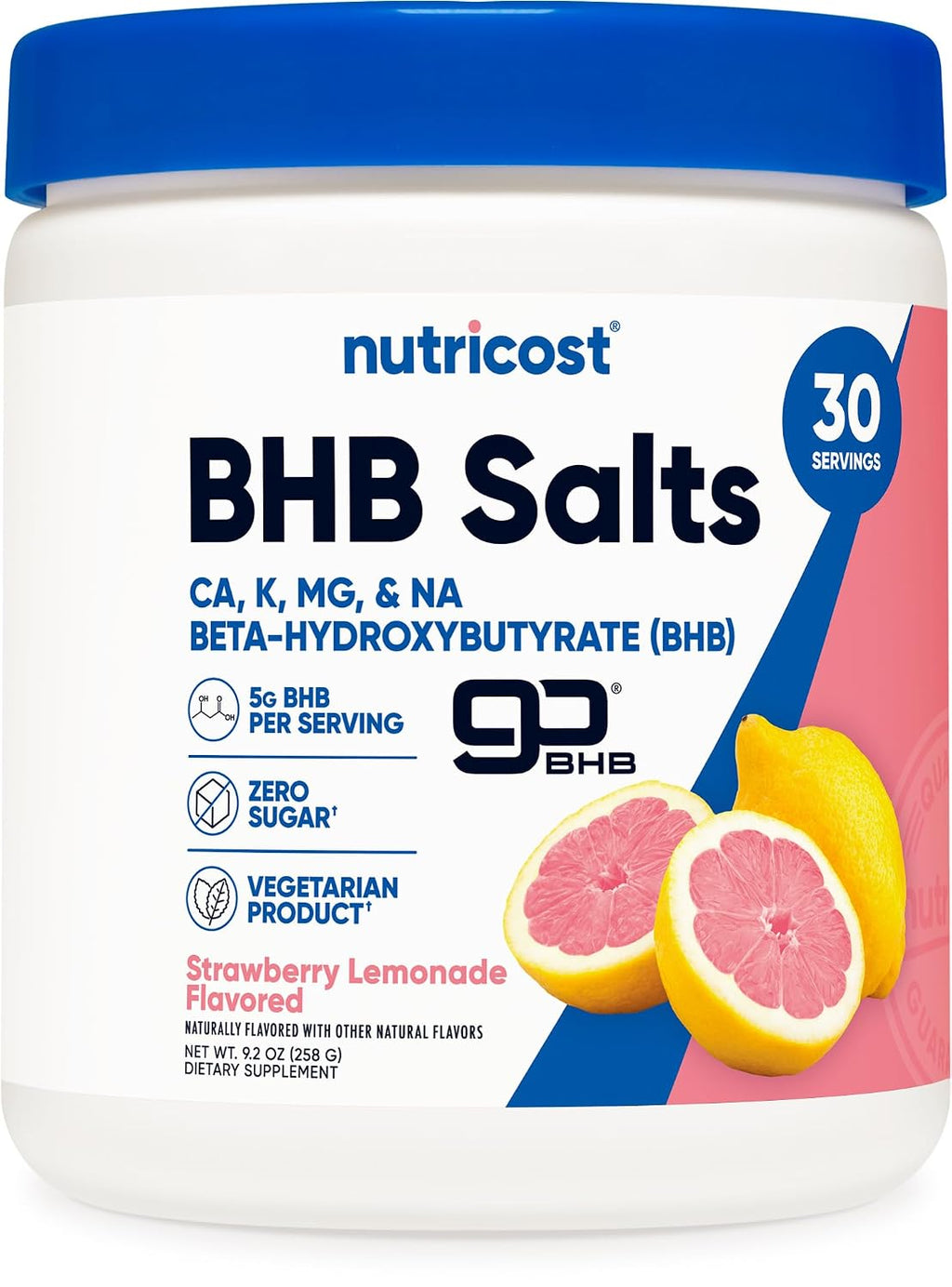 Nutricost Sales BHB Mezcla para Bebida (30 Raciones, Sabor Fresa Limonada, 5g BHB por Ración) - 0g Azúcares, Producto Vegetariano