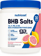 Nutricost Sales BHB Mezcla para Bebida (30 Raciones, Sabor Fresa Limonada, 5g BHB por Ración) - 0g Azúcares, Producto Vegetariano