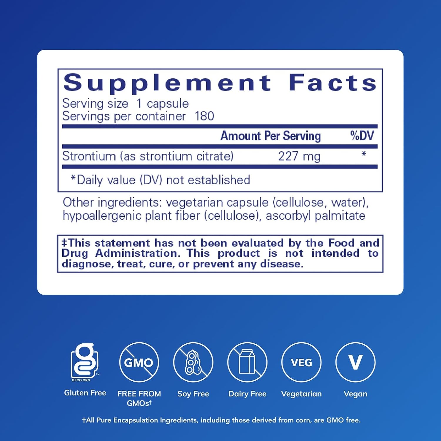 Pure Encapsulations Strontium (Citrate) | Hipollagergenic Supplement for Bone Health | 180 Capsules