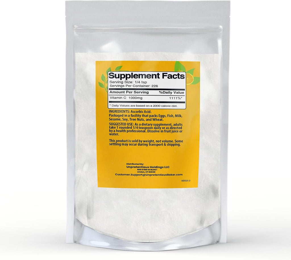 Unpretentious Vitamina C en Polvo Ácido Ascórbico - Bolsa Resellable (227 g)
