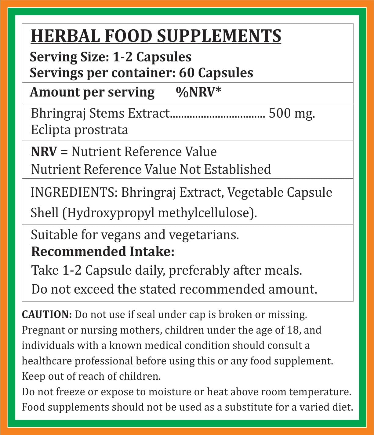 Cápsulas de Bhringraj 500 mg – Extracto de Eclipta Prostrata – Pack de 4 (240 cápsulas)