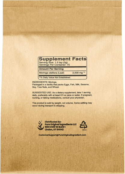 PURE ORIGINAL INGREDIENTS Moringa (227g) Extracto de Hoja de Moringa Oleifera, Suplemento Natural – Image 2