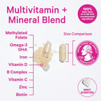Pink Stork Total Prenatal Vitaminas con DHA - Menta (180 Cápsulas, 3 Meses)