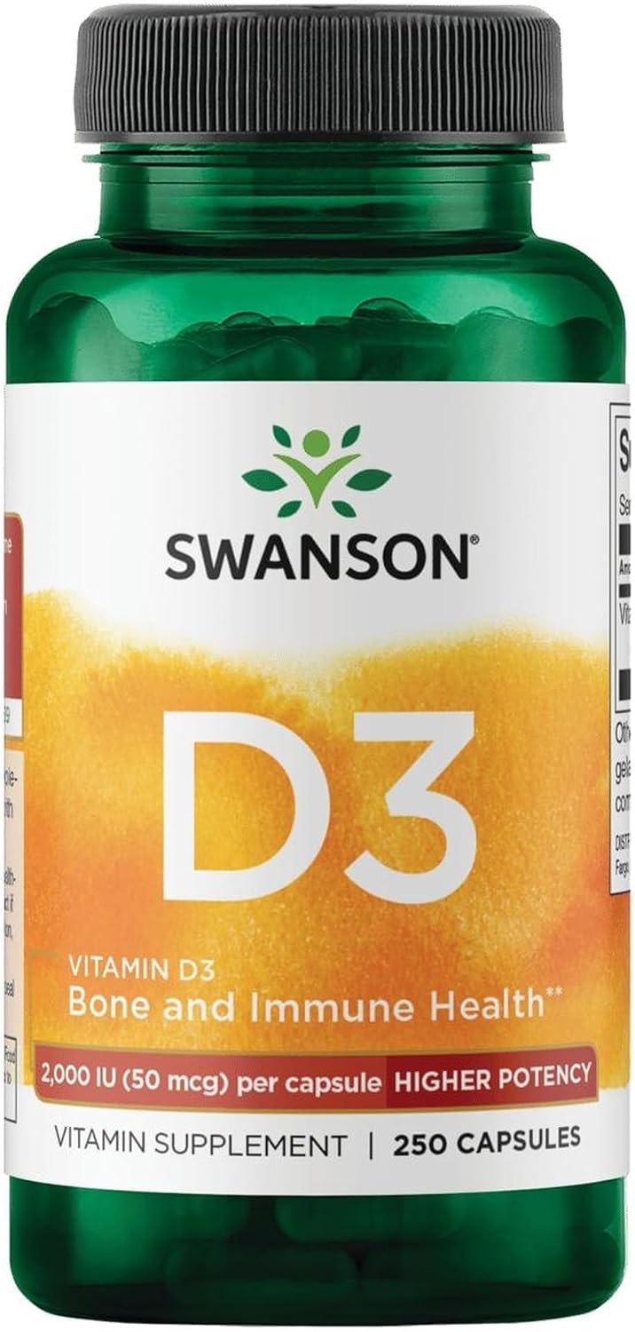 Swanson Vitamina D3 (Colecalciferol) 2000 IU, 250 Cápsulas