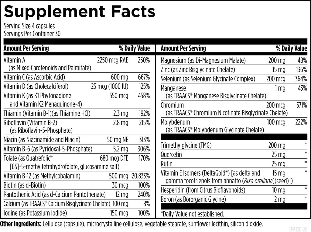Designs for Health DFH Complete Multi - Complete Multivitamin with Chelated Minerals, Vitamin D, and Folate - 120 Capsules