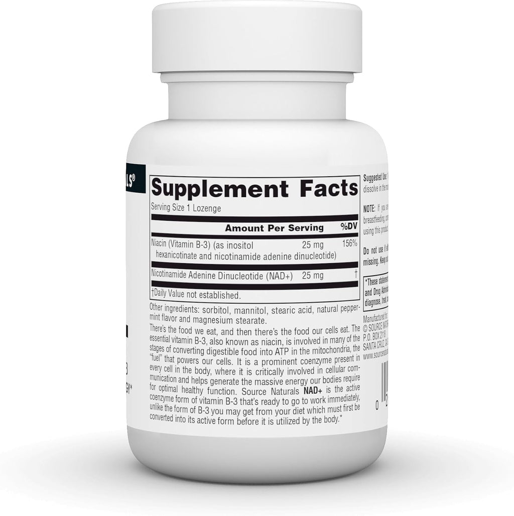 Source Naturals NAD+ Coenzimado B-3, 25 mg – 30 Pastillas Sublinguales