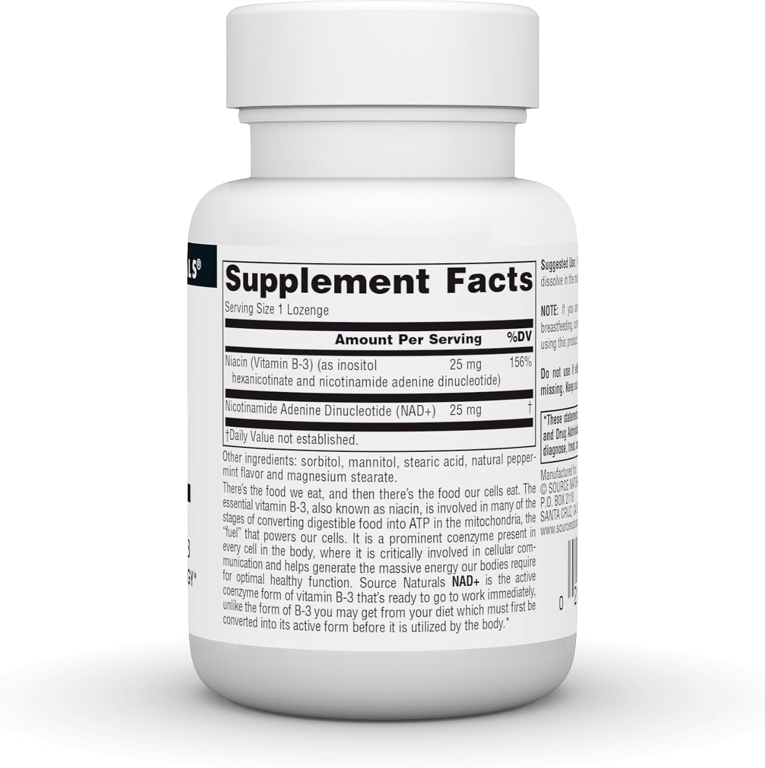 Source Naturals NAD+ Coenzimado B-3, 25 mg – 30 Pastillas Sublinguales