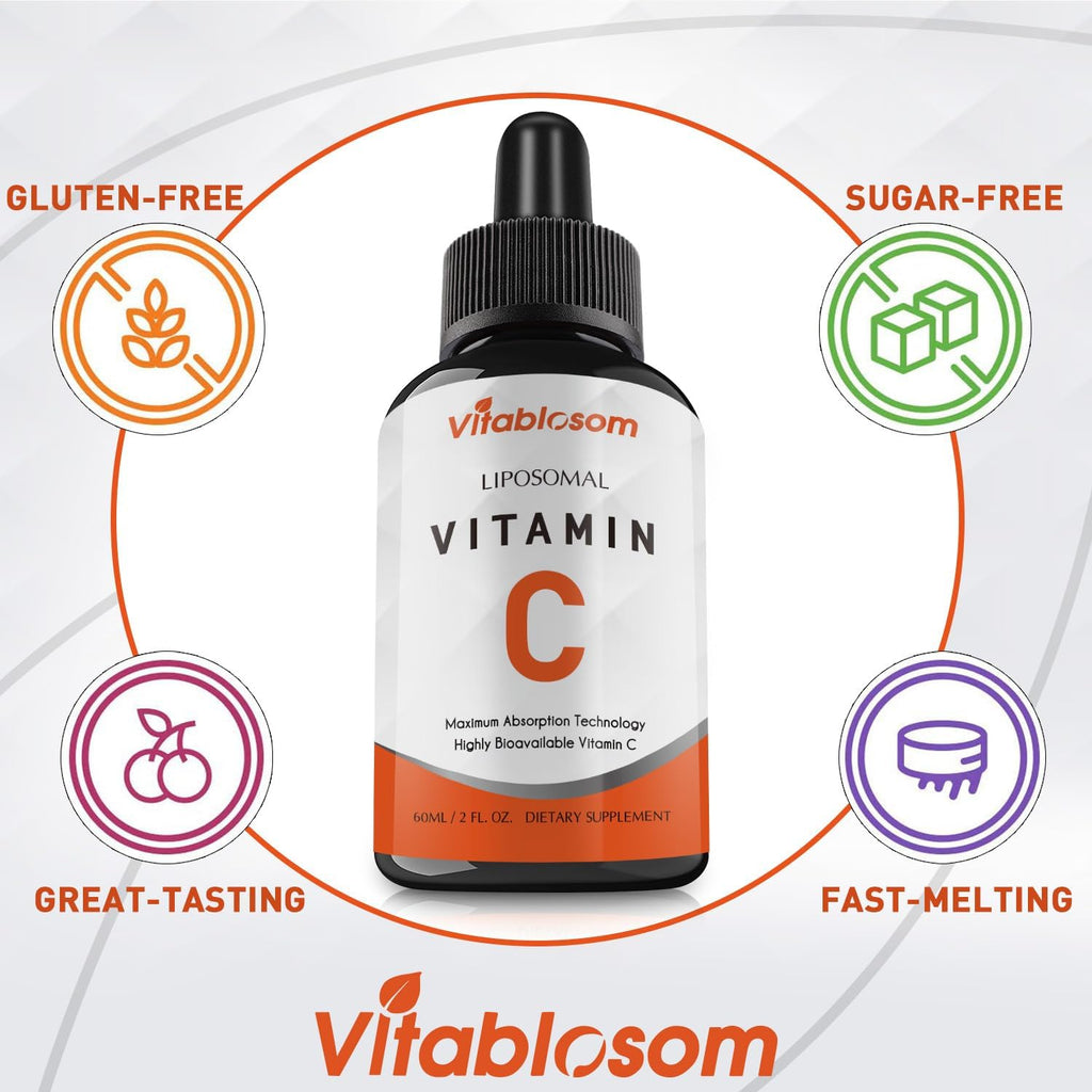 Vitablosom Liposomal Vitamin C 2000mg Liquid for Adults, High Absorption VIT C, Maximize Vitamin C, Immune System & Antioxidant Support, 60ML (1 Bottle)