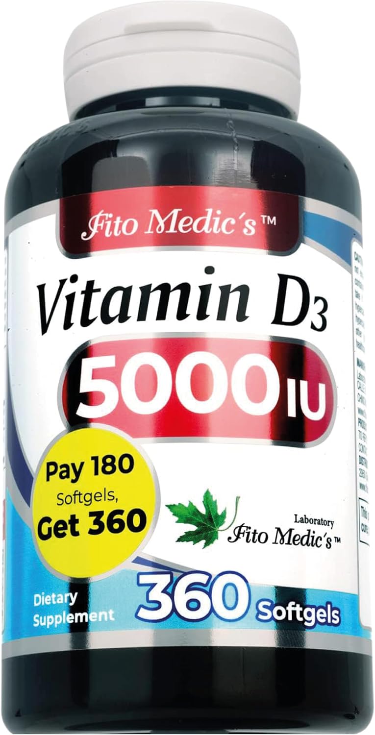 FITO MEDIC'S Lab Vitamina D3 5000 UI – 360 Cápsulas Blandas