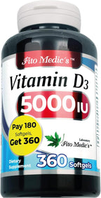 FITO MEDIC'S Lab Vitamina D3 5000 UI, 360 Cápsulas Blandas