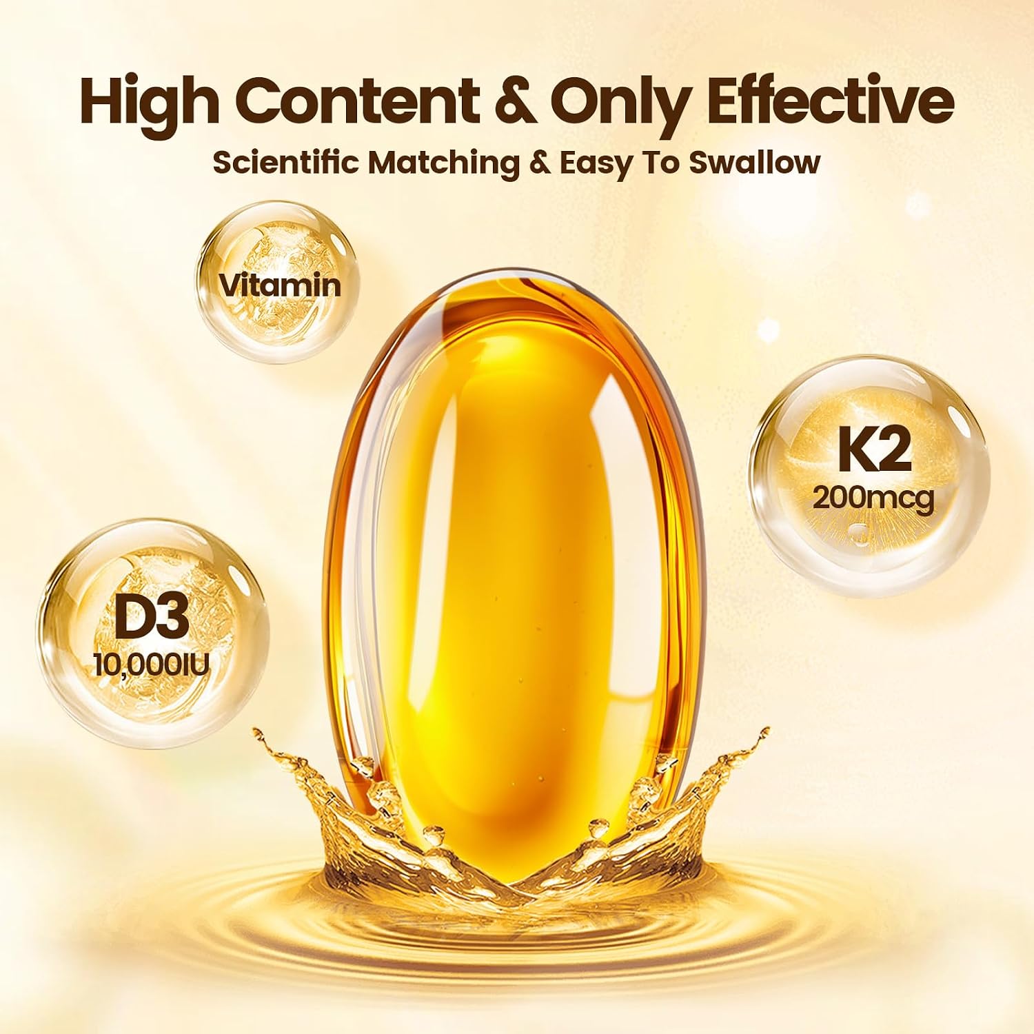 VivoNu Vitamina D3 K2 10000 UI con MK7 y Aceite de Coco Virgen - 600 Cápsulas Blandas (2 Paquetes de 300)
