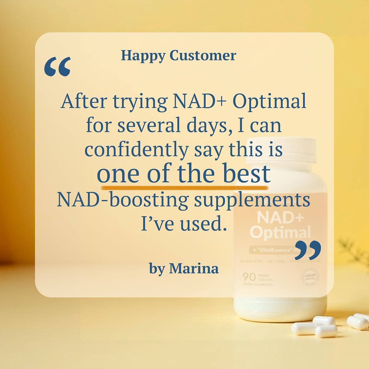 OPTINOURISH NAD+ Optimal - Suplemento NAD con NR 500mg, Pterostilbeno y Más - 90 Cápsulas
