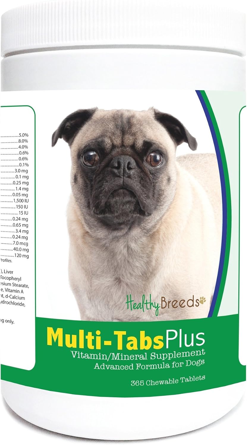 Healthy Breeds Pug Multi-Tabs Plus - Comprimidos masticables para perros - 365 unidades