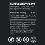 LifeSeasons Essentials Vitamina B12 10.000 mcg Quick Melts – Metilcobalamina B12 para la producción de energía y el soporte del sistema nervioso – Sabor a bayas – Comprimidos de disolución rápida – 60 comprimidos