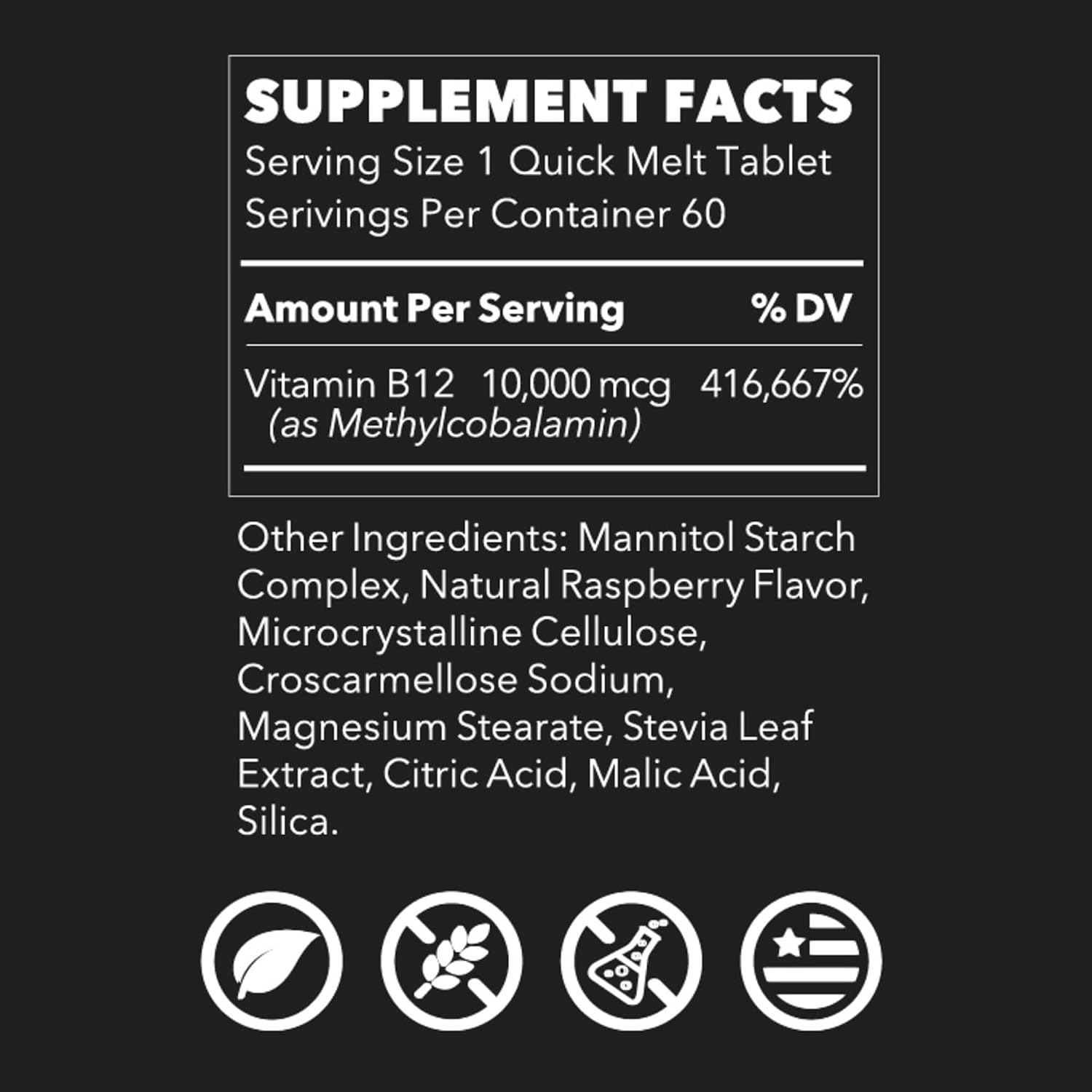 LifeSeasons Essentials Vitamina B12 10.000 mcg Quick Melts – Metilcobalamina B12 para la producción de energía y el soporte del sistema nervioso – Sabor a bayas – Comprimidos de disolución rápida – 60 comprimidos